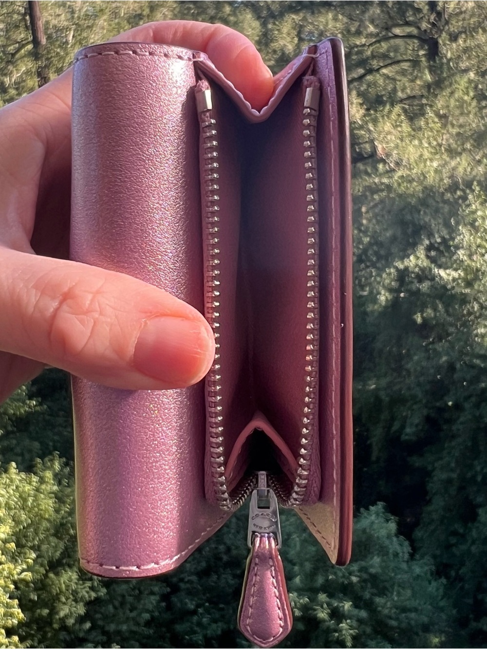 COACH Women's Metallic Pink Micro Wallet CW805 AUTHENTIC NWT - Picture 5 of 6